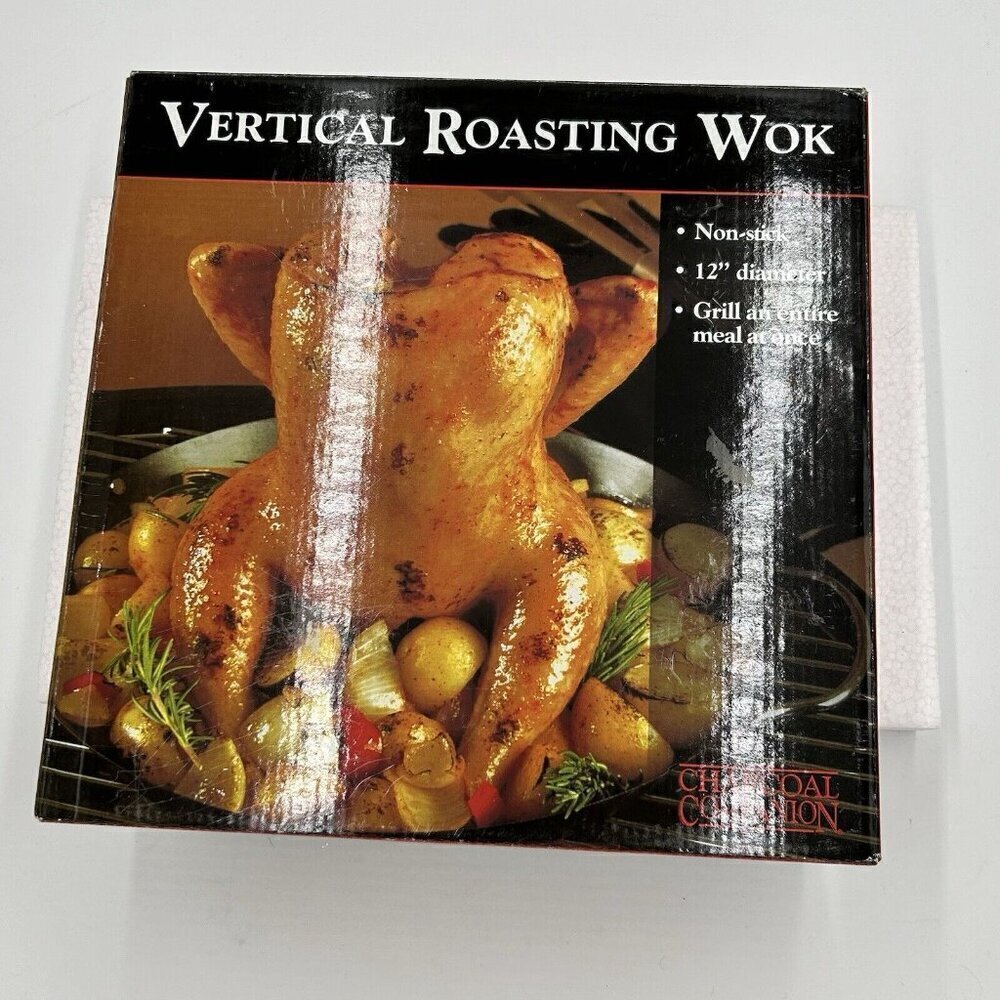 Charcoal Companion Vertical Roasting Wok Non-Stick 12" Diameter NEW